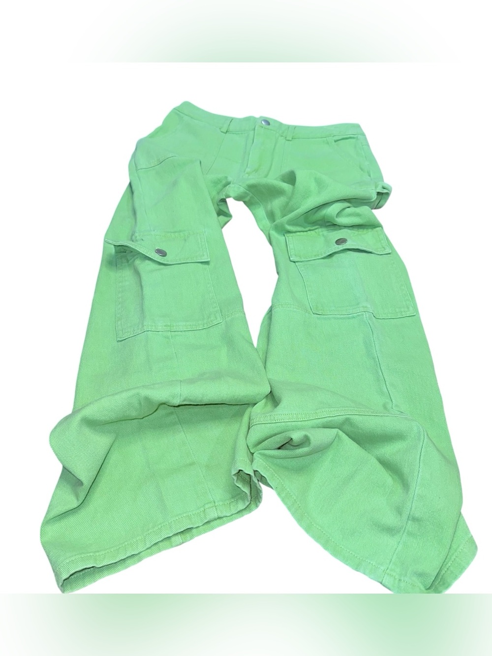 Molly Green‎ Carpenter Wide Leg Cargo Pants Green Size Small High Rise Utility